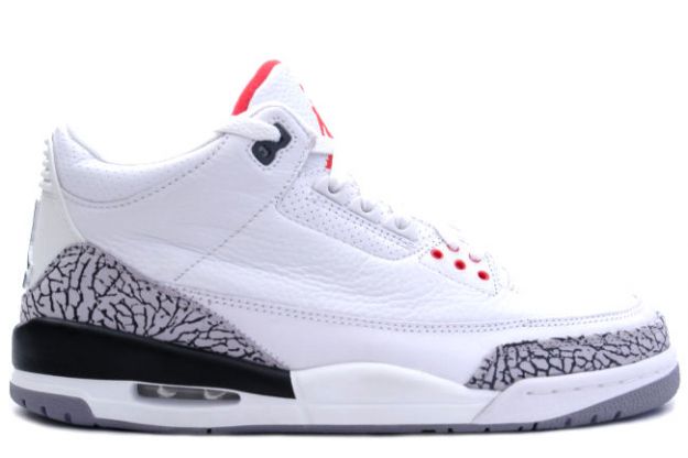 Jordan 3 Retro White Cement Grey Fire Red Shoes - Click Image to Close