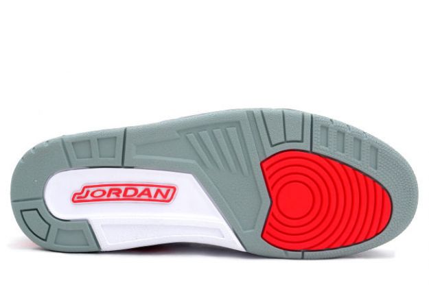 Air Jordan 3 White Fire Red Cement Grey Shoes - Click Image to Close