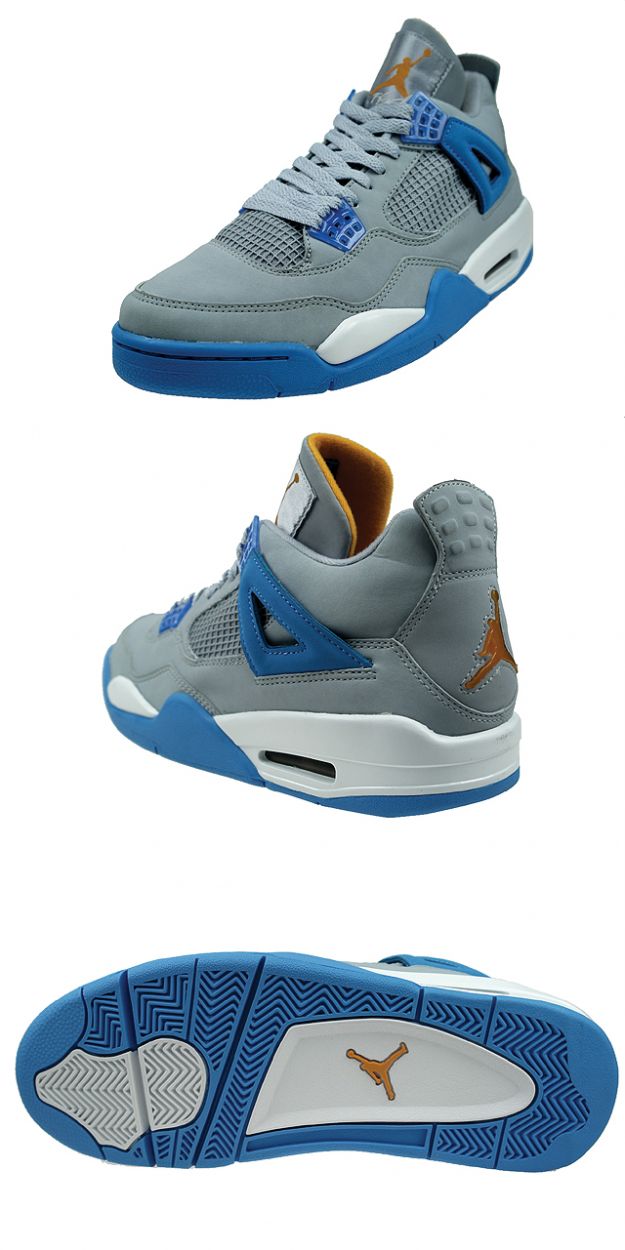 Jordan 4 Retro mist blue university blue gold leaf white shoes - Click Image to Close