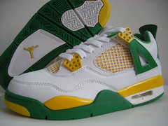 Jordan 4 Retro white green yellow shoes - Click Image to Close