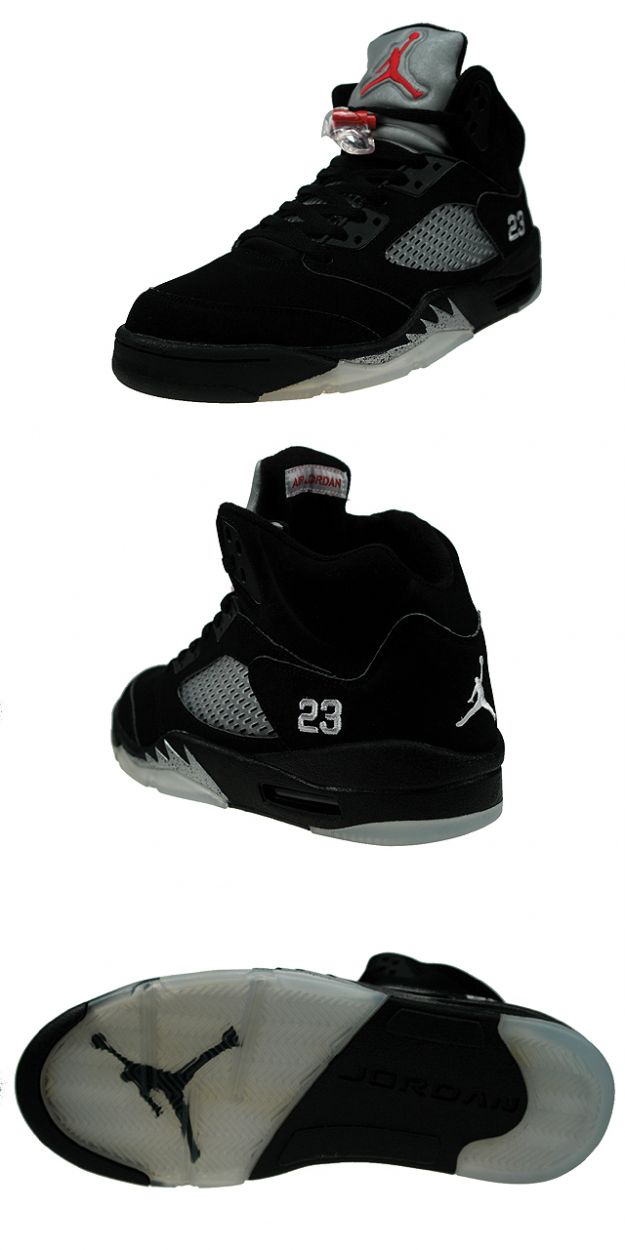 Jordan 5 Retro black metallic silver shoes