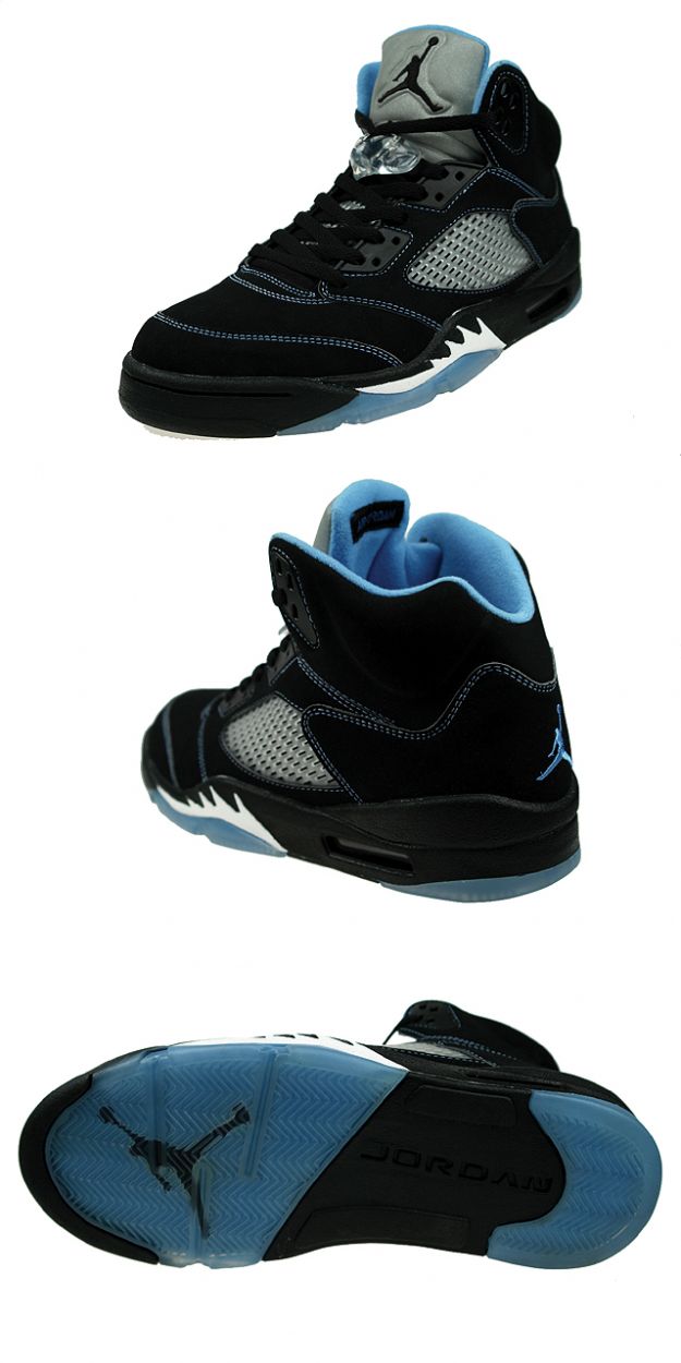 Jordan 5 Retro black university blue white shoes - Click Image to Close