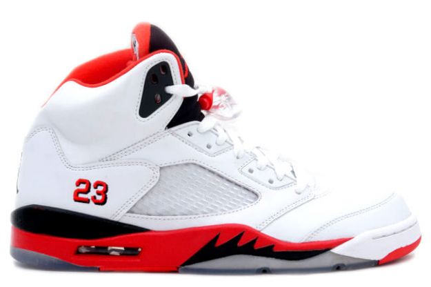 Jordan 5 Retro fire red white fire red black shoes