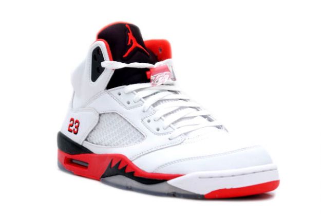 Jordan 5 Retro fire red white fire red black shoes - Click Image to Close