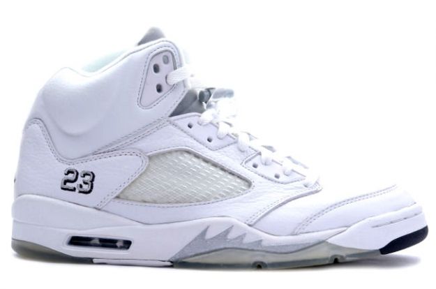 Jordan 5 Retro white metallic silver black shoes - Click Image to Close