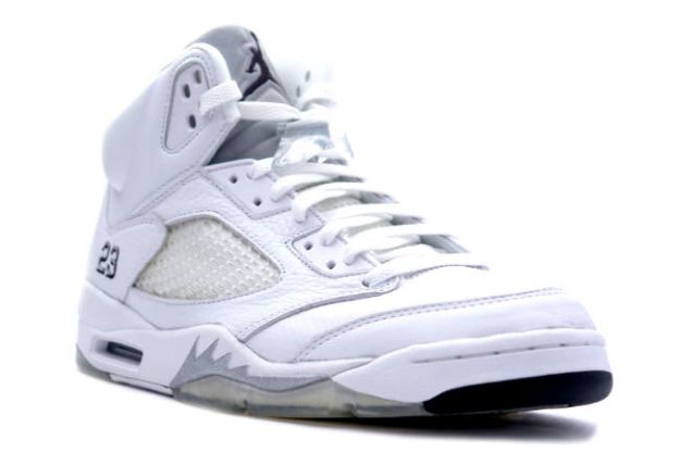 Jordan 5 Retro white metallic silver black shoes