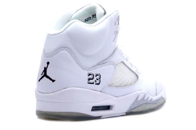 Jordan 5 Retro white metallic silver black shoes