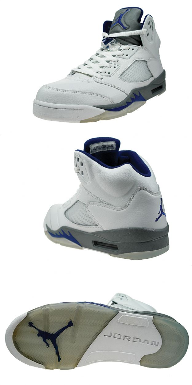 Jordan 5 Retro white sport royal stealth shoes