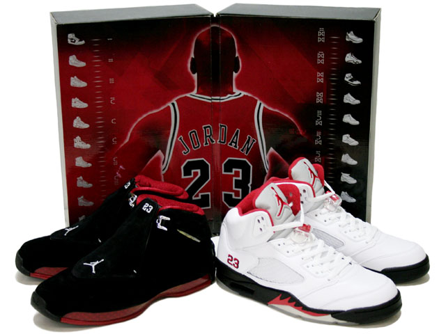 air jordan 5 white black fire red&air jordan 18 countdown package shoes