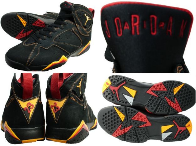 Jordan 7 Retro black citrus varsity red shoes - Click Image to Close