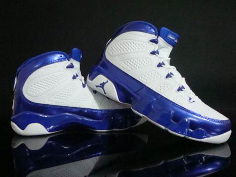 blue and white jordan 9s