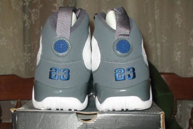 Jordan 9 Retro white french blue flint grey shoes